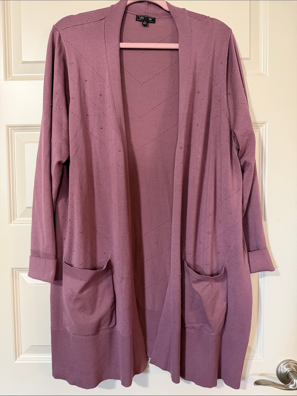 Lety & Me Abelia Mauve Open-Front Long Cardigan